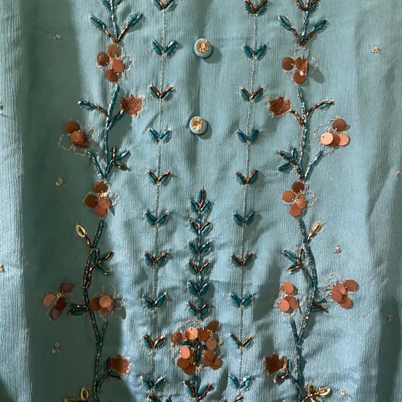 Autumn lane full kurta set ! With flare pants Duptta and hand work - Picture 4 of 13